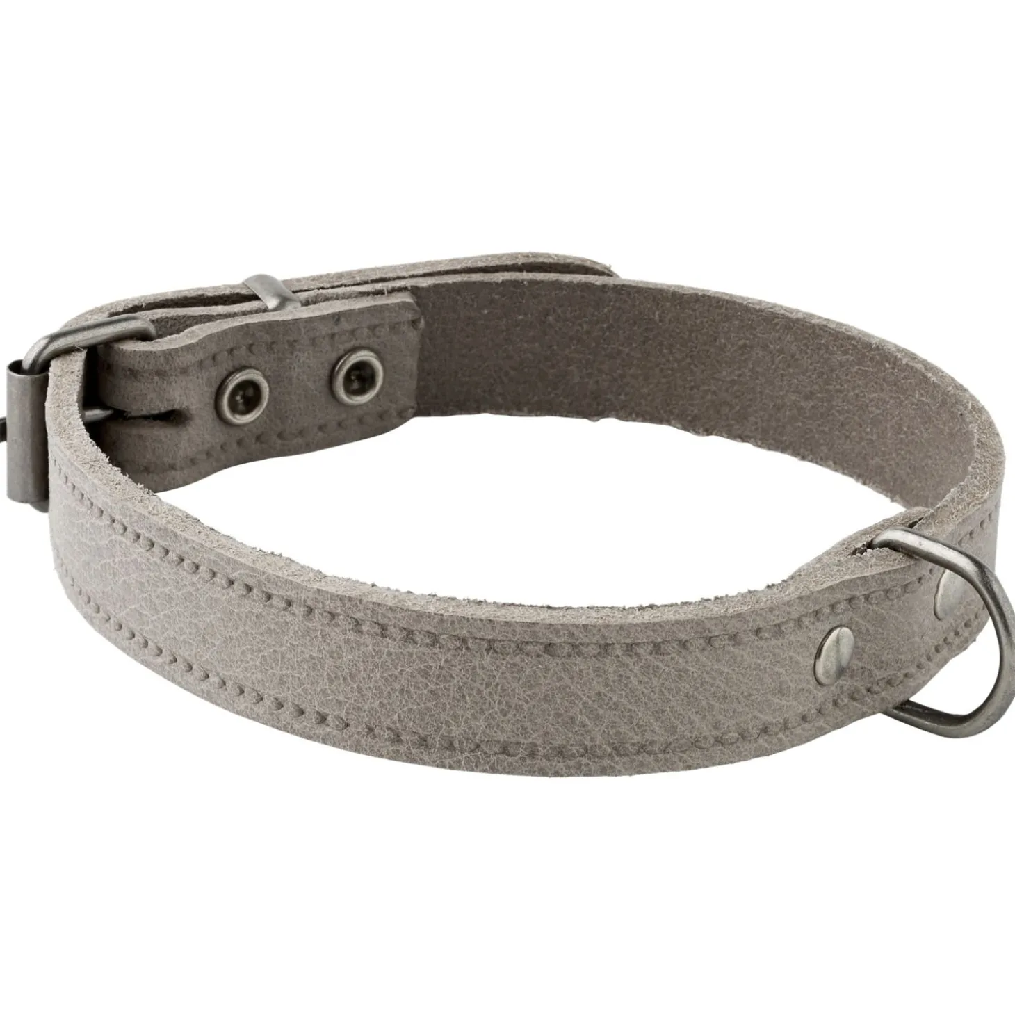 Adori Halsband Vintage Leder Geniet Grijs - Hondenhalsband