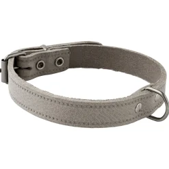 Adori Halsband Vintage Leder Geniet Grijs - Hondenhalsband