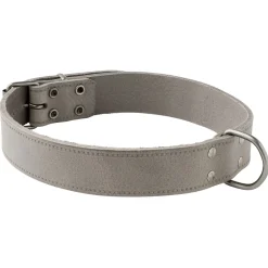 Adori Halsband Vintage Leder Geniet Grijs - Hondenhalsband