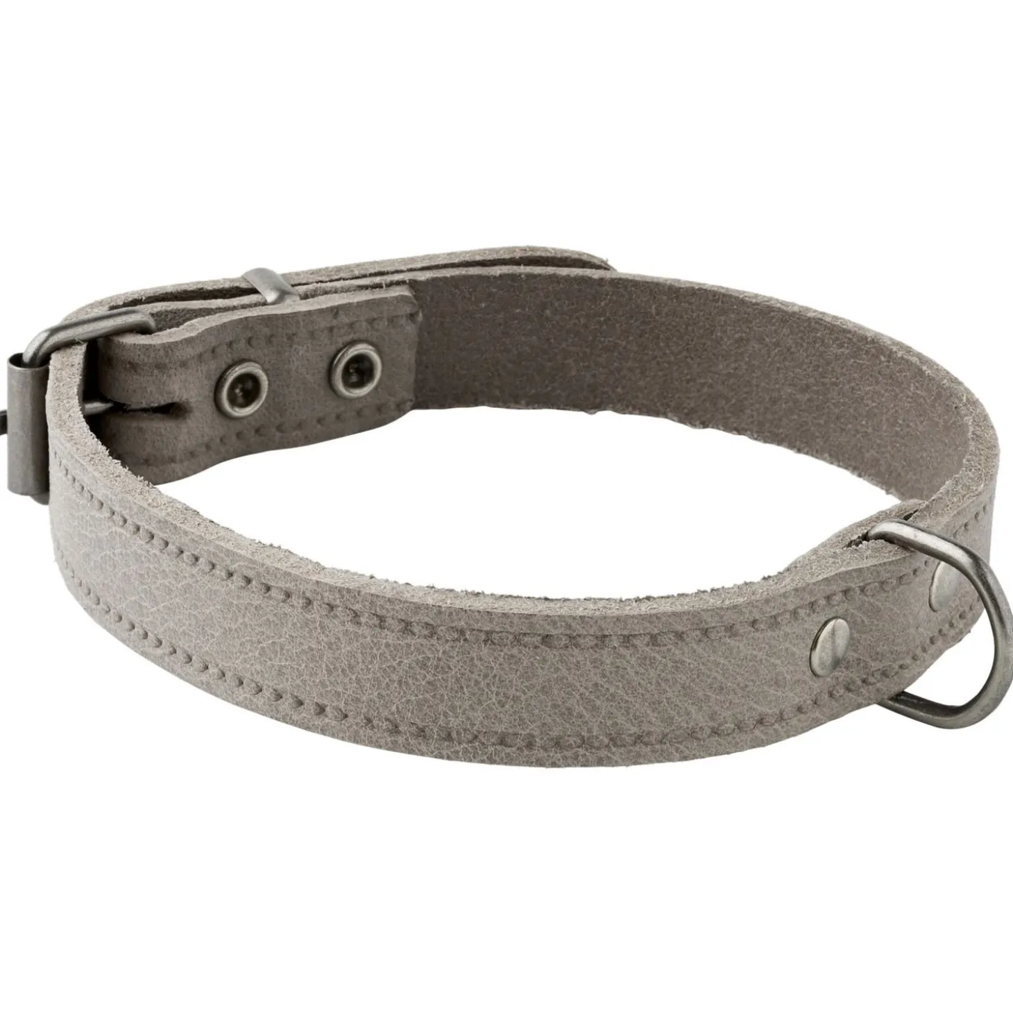 Adori Halsband Vintage Leder Geniet Grijs - Hondenhalsband