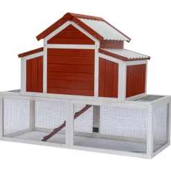 Adori Konijnenhok Hazel - Dierenverblijf - 141x67x112 cm Rood Wit