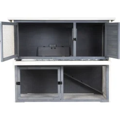 Adori Konijnenhok Ozzy - Dierenverblijf - 140x70x111 cm Lichtgrijs Wit