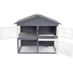 Adori Konijnenhok Raffy - Dierenverblijf - 130x86x112.5 cm Donkergrijs Wit