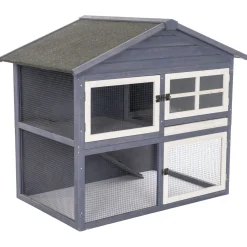 Adori Konijnenhok Raffy - Dierenverblijf - 130x86x112.5 cm Donkergrijs Wit