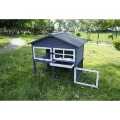 Adori Konijnenhok Raffy - Dierenverblijf - 130x86x112.5 cm Donkergrijs Wit