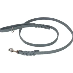 Adori Looplijn Vetleer Met Vlecht Grijs - Hondenriem