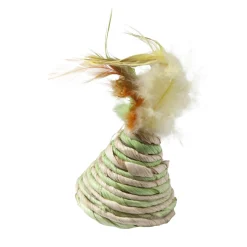 Adori Speeltje Piramide Met Veren - Kattenspeelgoed - Groen Beige per stuk