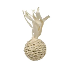 Adori Speeltje Raffia Bal Met Staart - Kattenspeelgoed - Naturel per stuk