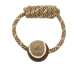 Adori Speeltouw Rond Met Bal - Hondenspeelgoed - 20 cm Beige Bruin