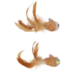 Adori Vis Met Veren 2-Pack - Kattenspeelgoed - 10x9 cm Multi-Color