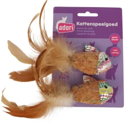 Adori Vis Met Veren 2-Pack - Kattenspeelgoed - 10x9 cm Multi-Color