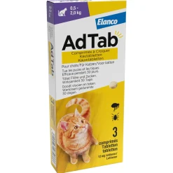 Adtab Kauwtablet Voor Katten - Anti vlooien en tekenmiddel - 3 tab