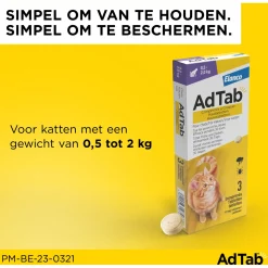 Adtab Kauwtablet Voor Katten - Anti vlooien en tekenmiddel - 3 tab