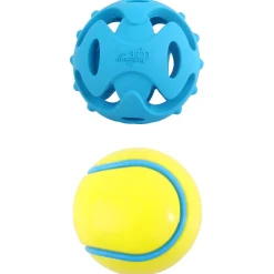 All For Paws Dual Fetch Ball - Hondenspeelgoed - Ø6.3 cm Geel Blauw