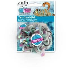 All For Paws Knotty Habit Yarn Crinkly Ball - Kattenspeelgoed - Ø6 cm Grijs Lichtgroen