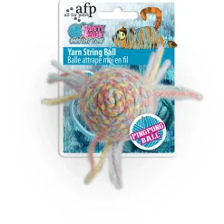 All For Paws Knotty Habit Yarn Crinkly Ball - Kattenspeelgoed - Ø6 cm Grijs Lichtgroen