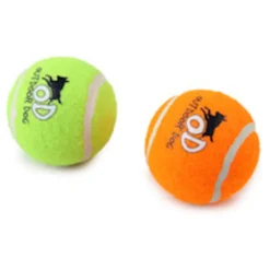 All For Paws Outdoor Tennis Bal Squeaker - Hondenspeelgoed - Ø6.5 cm Assorti 12 stuks