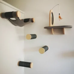 All For Paws Skywalk - Medium Step Post Playground - 3 Pack - Wandkrabpaal - 29x10x28 cm Grijs