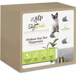 All For Paws Skywalk - Medium Step Post Playground - 3 Pack - Wandkrabpaal - 29x10x28 cm Grijs