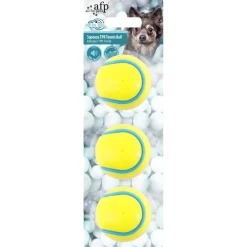 All For Paws Squeeze Tpr Tennis Ball 3 Pack - Hondenspeelgoed - Ø6.3 cm Geel Blauw