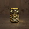 Anna's Collection Glazen Cylinder Kosmos - Kerstverlichting - Ø10x15 cm Zwart Goud 8 Led Warm Wit