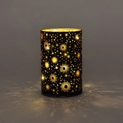 Anna's Collection Glazen Kerstboom Kosmos - Kerstverlichting - Ø10x15 cm Zwart Goud