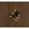 Anna's Collection Kerstlamp Bol Aan Touw - Kerstverlichting - Ø15 cm Warm Wit Antraciet 10 led Werkt Op Batterijen