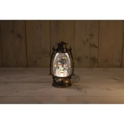 Anna's Collection Lantaarn Met Sneeuwman - Kerstverlichting - 16x16x24 cm Warm Wit