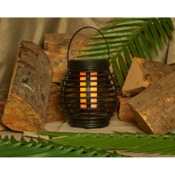 Anna's Collection Solar Lantaarn Vlam-Effect - Tafellamp - Ø15 cm Zwart