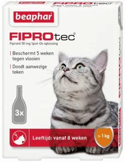 Beaphar Fiprotec Cat Vanaf 2kilo - Anti vlooien en tekenmiddel - 3 pip Van 2 Maanden