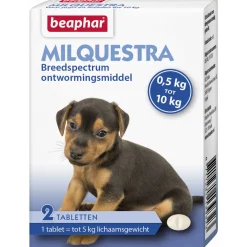 Beaphar Milquestra Pup - Anti wormenmiddel - Rund 2 tab 0.5 Tot 10 Kg