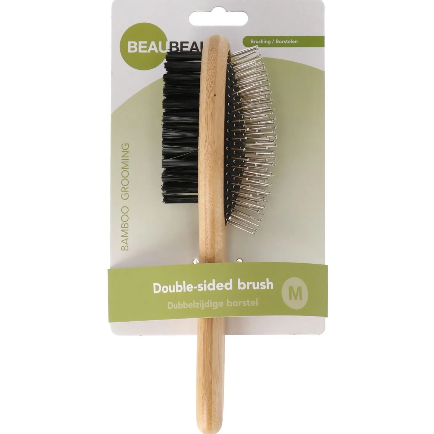 Beaubeau Dubbelzijdige Borstel Bamboo - Verzorging - 22x6 cm Medium
