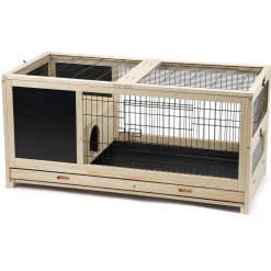 Beeztees Konijnenkooi Jez - Dierenverblijf - 116x54x55.5 cm Zwart Blank