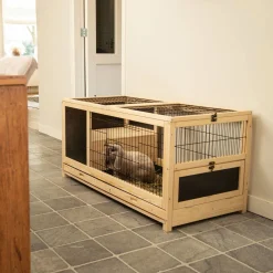 Beeztees Konijnenkooi Jez - Dierenverblijf - 116x54x55.5 cm Zwart Blank