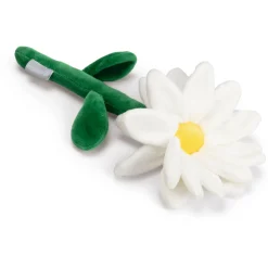 Beeztees Pluche Bloem Daisy - Hondenspeelgoed - 30 cm Wit Groen