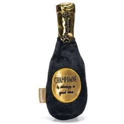 Beeztees Pluche Champangefles - Hondenspeelgoed - 30 cm Zwart Goud