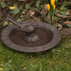 Best For Birds Zonnewijzer Met Vogelbad - Drinkbak - Ø25x10 cm Bruin