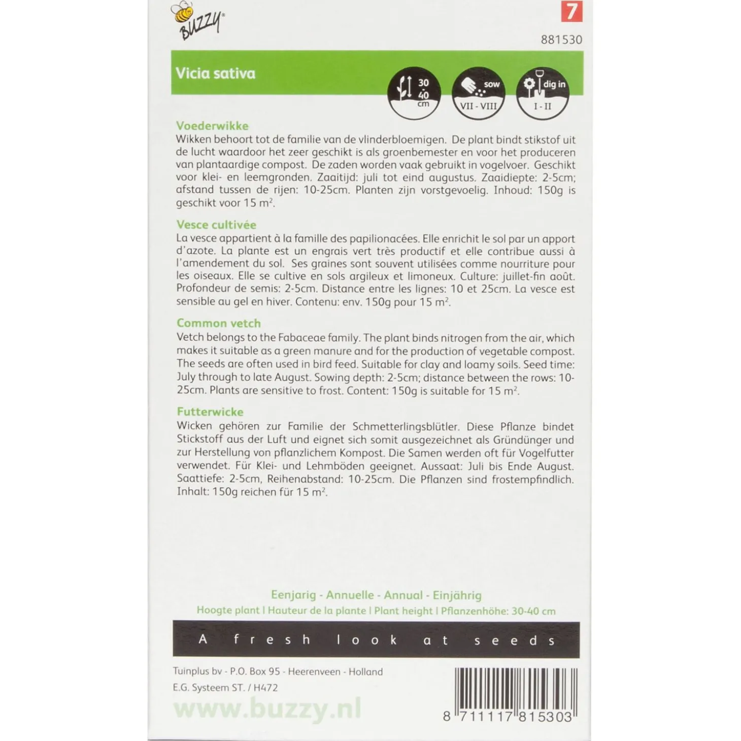 Buzzy Groenbemester Wikke - Groenbemester - 150 g