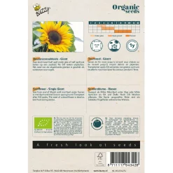 Buzzy Organic Helianthus - Reuzenzonnebloem Giganteus  - Bio - Bloemenzaden - 3 g