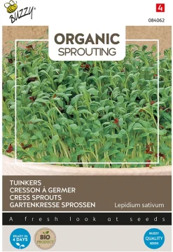 Buzzy Organic Sprouting Tuinkers  - Bio - Groentezaden - 30 g