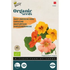 Buzzy Organic Tropaeolum - Oost-Indische Kers Enkelbloemig - Bio - Bloemenzaden - 2 g
