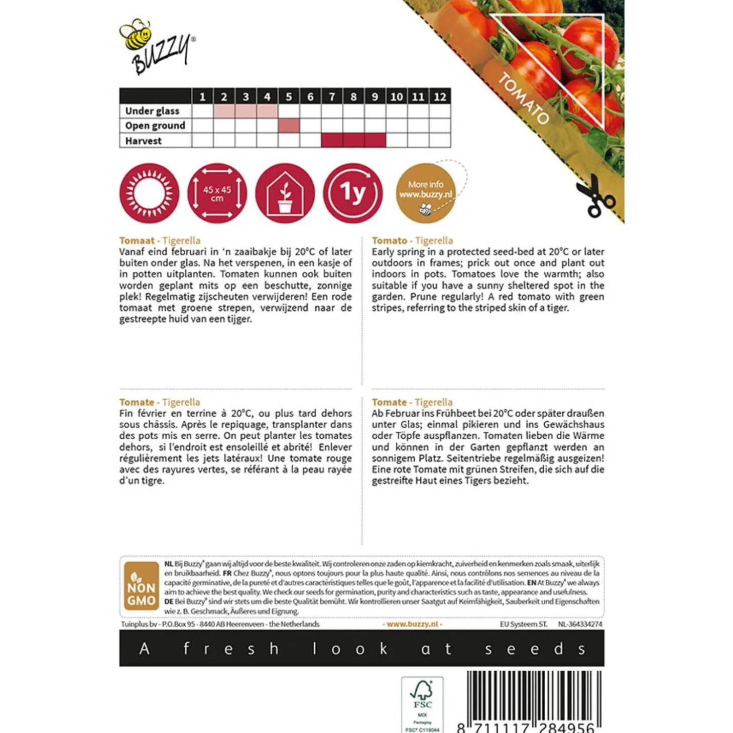 Buzzy Pomodori - Tomaat Tigerella - Groentezaden - 750 mg