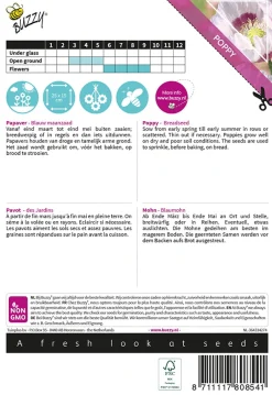 Buzzy Poppy Flowers - Papaver Blauw Maanzaad - Bloemenzaden - 1 g