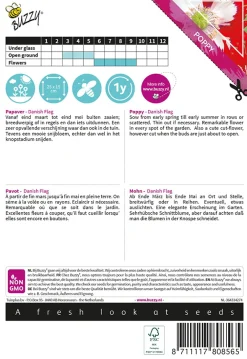 Buzzy Poppy Flowers - Papaver Danish Flag - Bloemenzaden - 750 mg