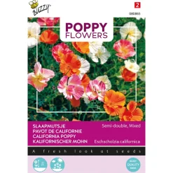 Buzzy Poppy Flowers - Slaapmutsjes Dubbelbl. Gemengd - Bloemenzaden - 1 g