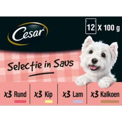 Cesar Maaltijdzakjes Multipack Selection In Saus - Hondenvoer - 12x100 g 12 stuks
