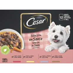Cesar Maaltijdzakjes Multipack Selection In Saus - Hondenvoer - 12x100 g 12 stuks