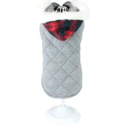 Croci Hondenjas Tartan Chessboard Grijs&Rood - Hondenkleding
