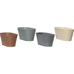 Decoris Bloempot Zink Ovaal - Buiten - 28x14x13 cm Assorti