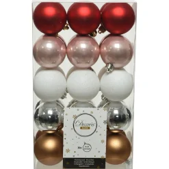 Decoris Kerstbal Kunststof Mix - Kerstboomversiering - Ø6 cm Assorti 30 stuks